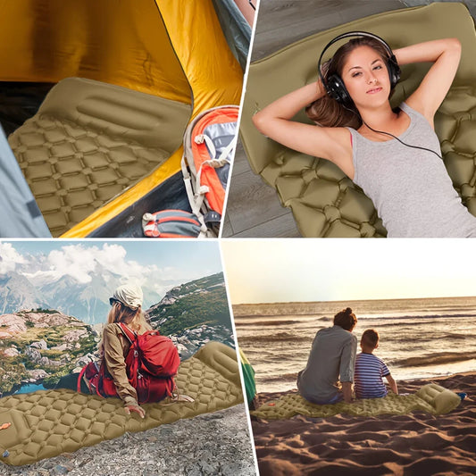 1pc Automatic Inflation Camping Footrest - Outdoor Diamond TPU Mattress/Pillow Portable for Tent Sleeping Pad & Camping Use