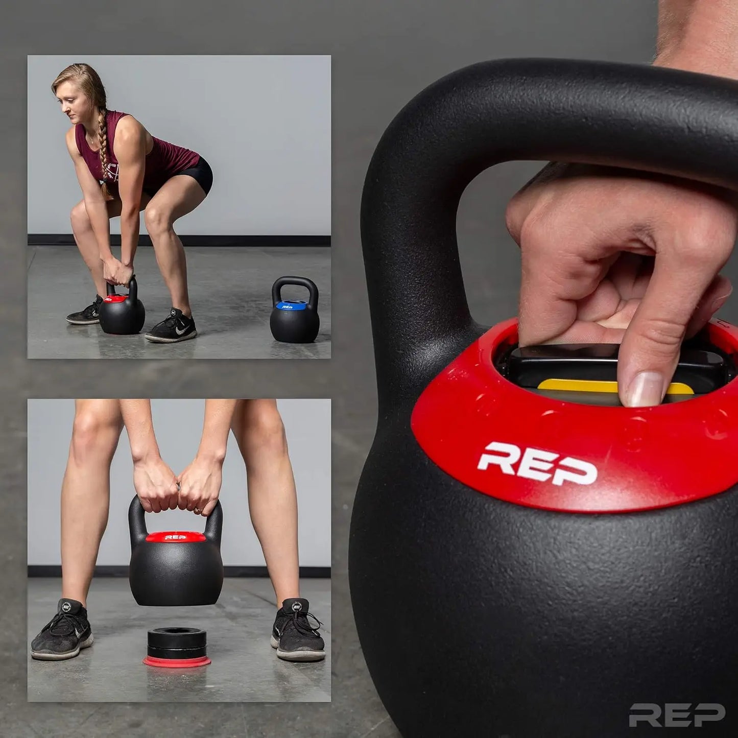 Fitness Adjustable Kettlebell with Matte Powder Coating - Quickly Select From Multiple Weight Options for HIIT