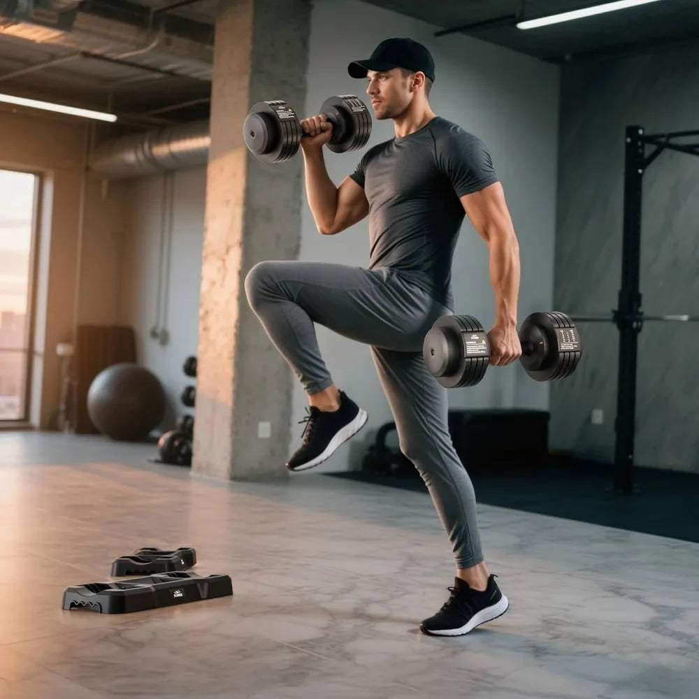 FLYBIRD 110LB/55LB Adjustable Dumbbells for Home Gym, Quick-Change Weight System with Non-Slip Grip