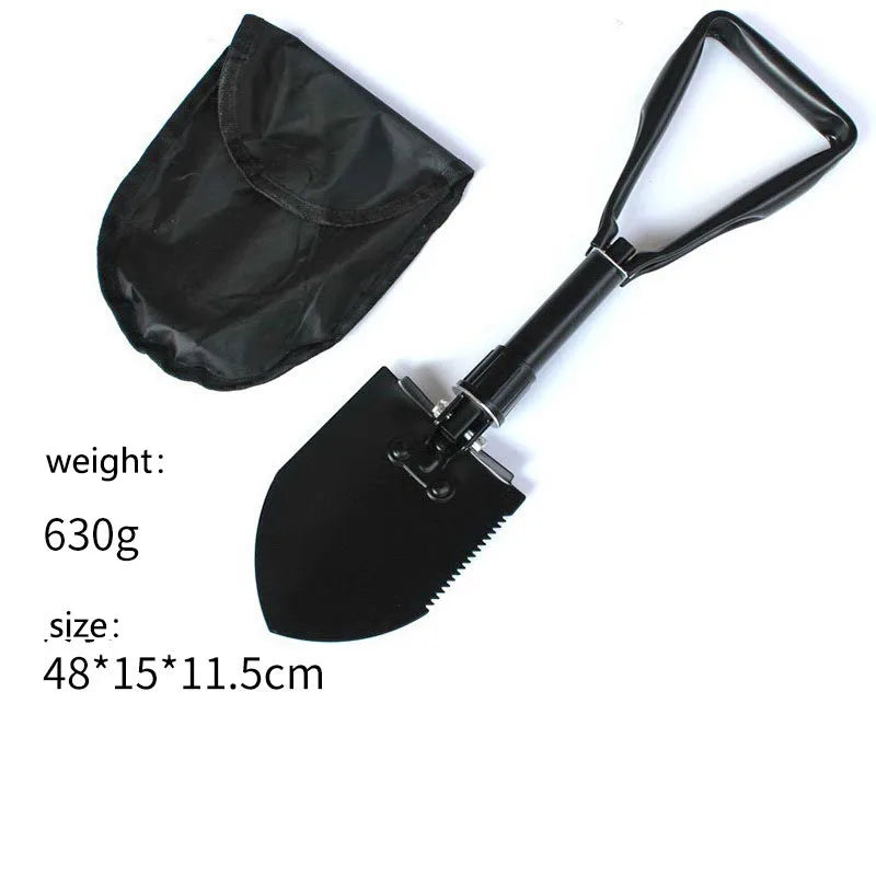 Foldable Portable Truck Mounted Engineer Shovel Camping Tent Outdoor Shovel Self-defense Survival Tool Compass Storage Bag