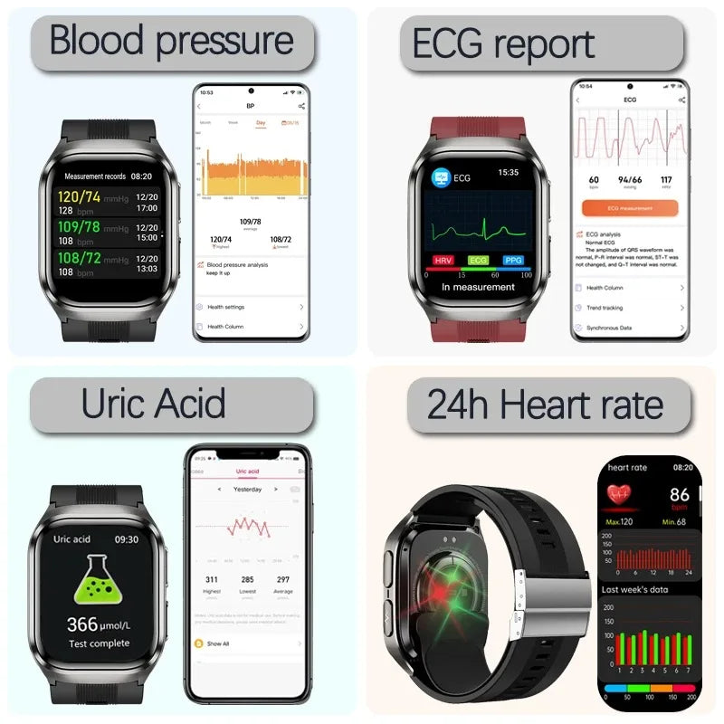 NFC ECG Bood pressure Smart Watch Air pump Accurate Measure Pressure Blood oxygen Sport Fitness Call Health Air bag Smart Watch
