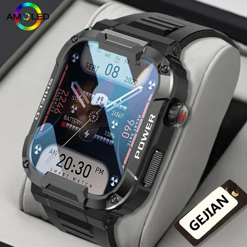 GEJIAN MK66 Smart Watch Men Large Battery Music Playback Fitness Tracker IP68 Waterproof Bluetooth Call Sports Smart Watch