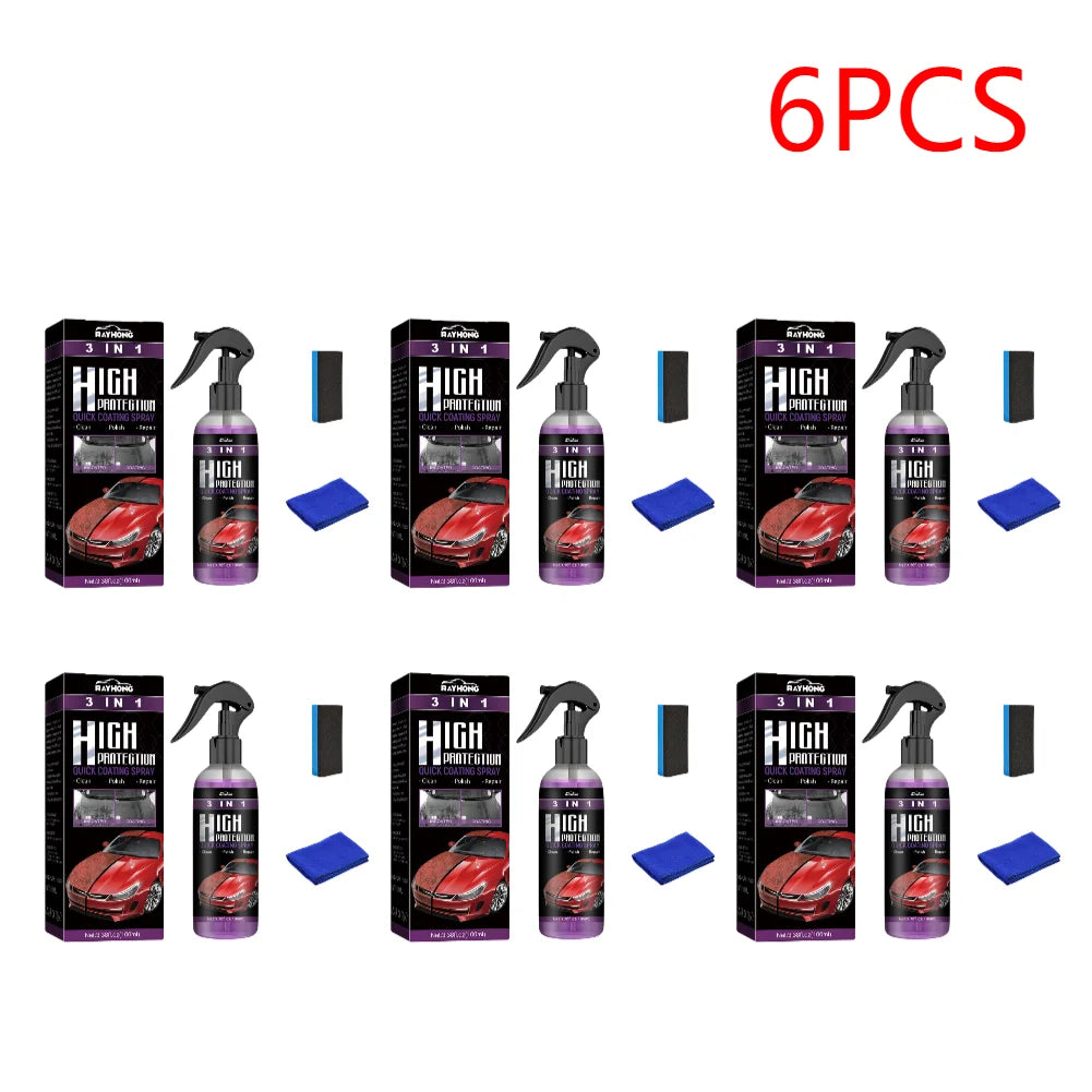 3 IN 1 Car Quick Ceramic Coating Spray 100ml High Protection Car Coating Wax Polishing Spray Auto Body Compound Scratch Repair