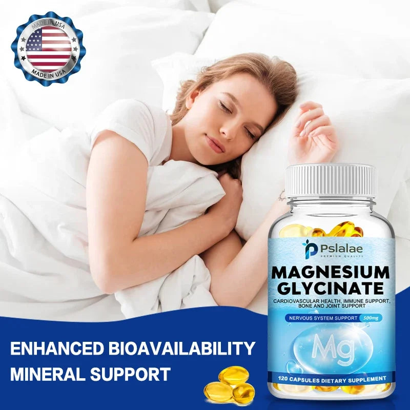 Magnesium Glycinate 500mg - Supports Muscle, Nerve, Joint and Heart Health, Promotes Deep Sleep
