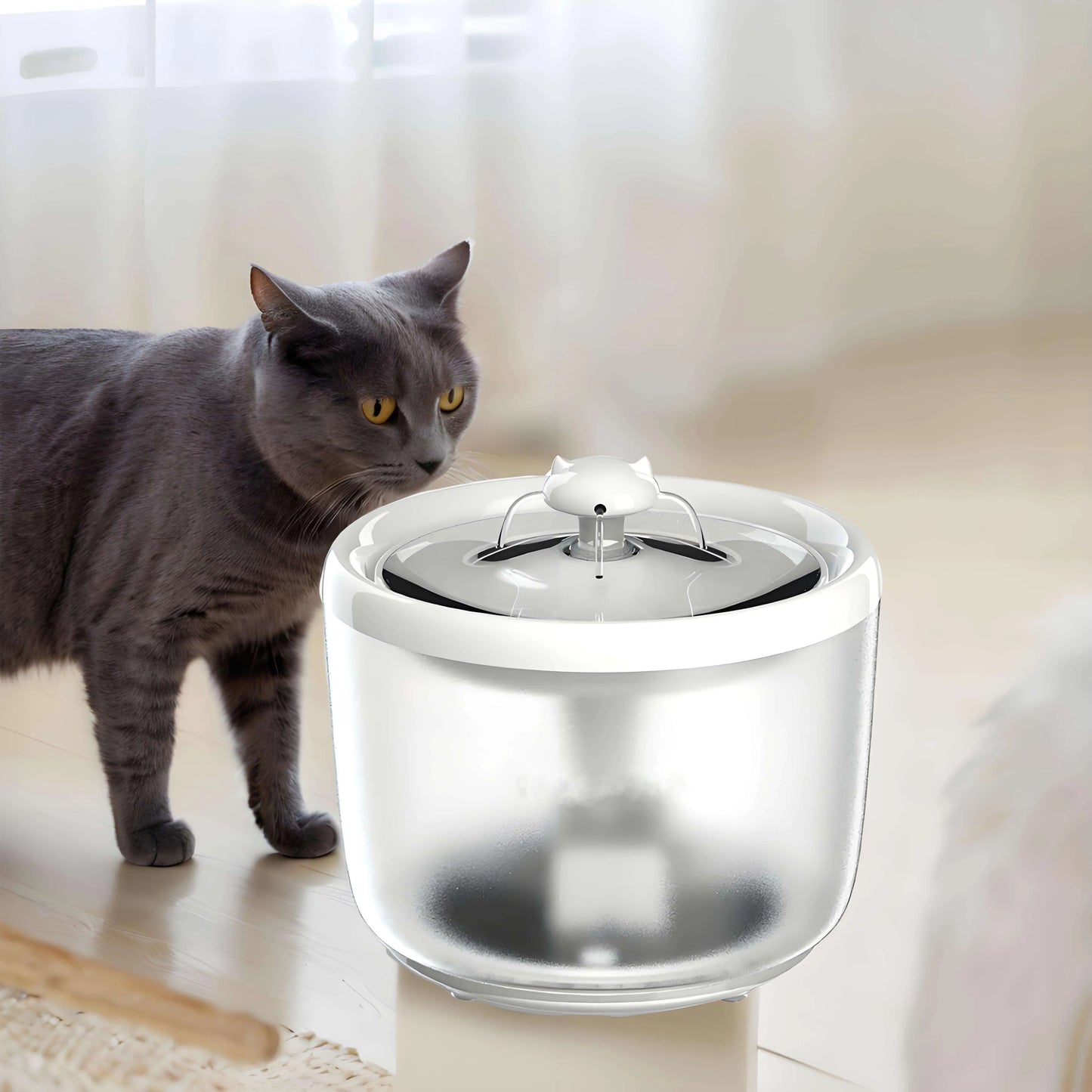 Pet Water Dispenser with Continuous Automatic Filtration Transparent ABS Plastic Bucket with Beautiful Atmosphere Light