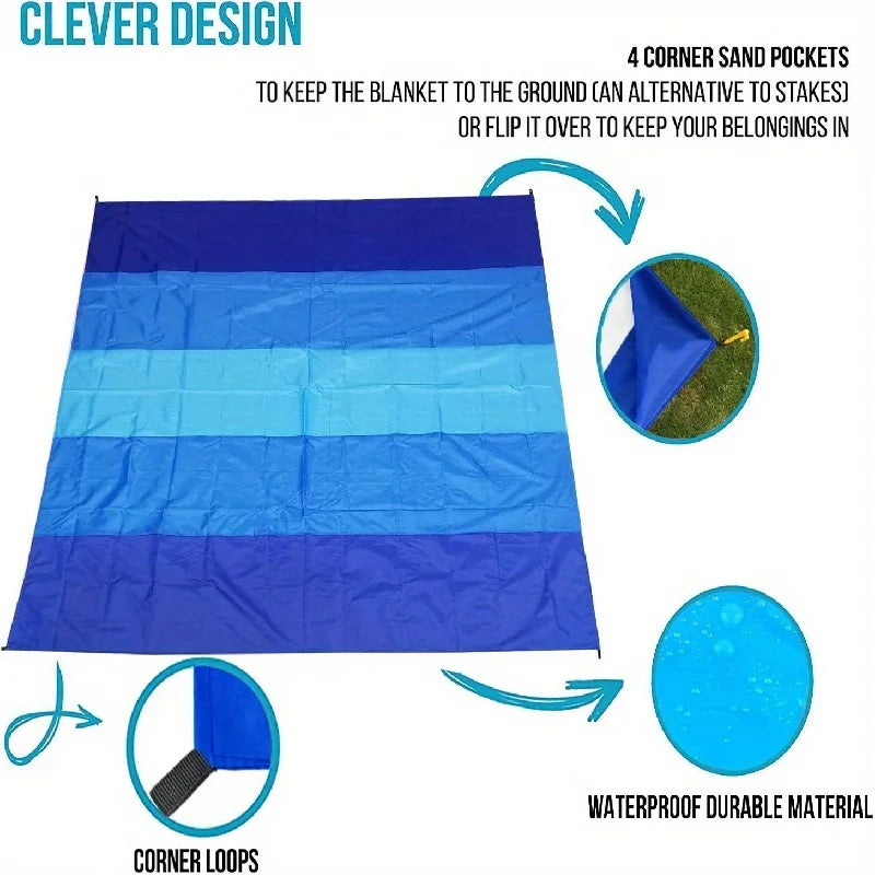 1pc Oversized Waterproof Beach Blanket for 4-7 Adults Quick Drying Sandproof Picnic Mat Outdoor Travel Camping Lightweight