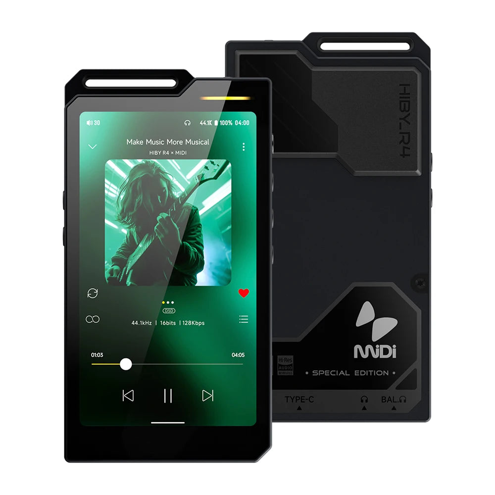 HiBy R4 MiDi Version ES9018Q2M*4 Android 12 HiFi Music Player MP3 Audio Bluetooth WiFi DSD256 MQA 16x USB DAC 11hr 4.7'' OPA1652