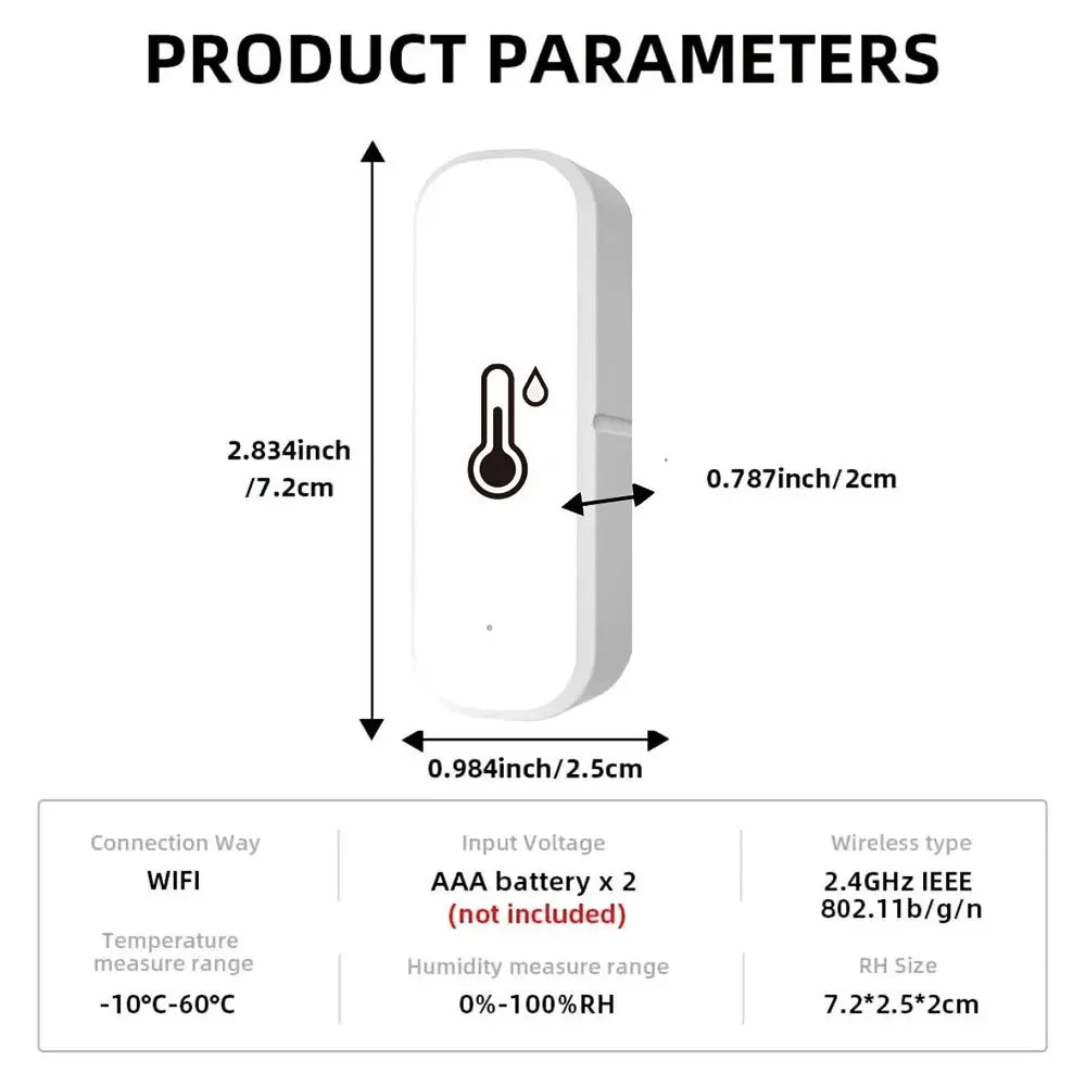 Tuya WiFi Temperature and Humidity Sensor Indoor Humidity Sensor Battery Powered APP Monitoring For Alexa Google Home Voice New