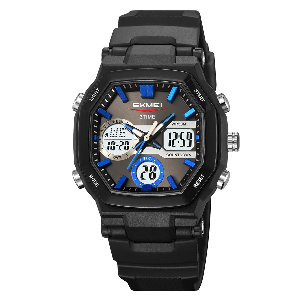 SKMEI Chrono Waterproof Fashion Digital Electronics Watch Sports LED Light Quartz Watches For Men Women 3Time Alarm Wristwatches
