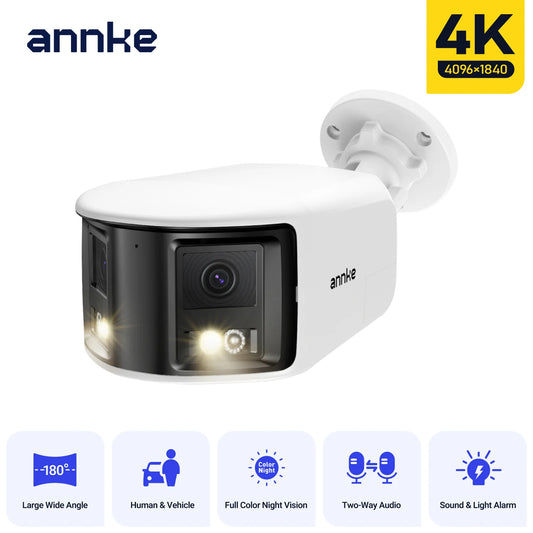 ANNKE Smart Home 180° 8MP/6MP DUO POE Dual Lens Wide View Outdoor Video POE Camera,4K AI Human Detect,8MP Security CCTV Camera