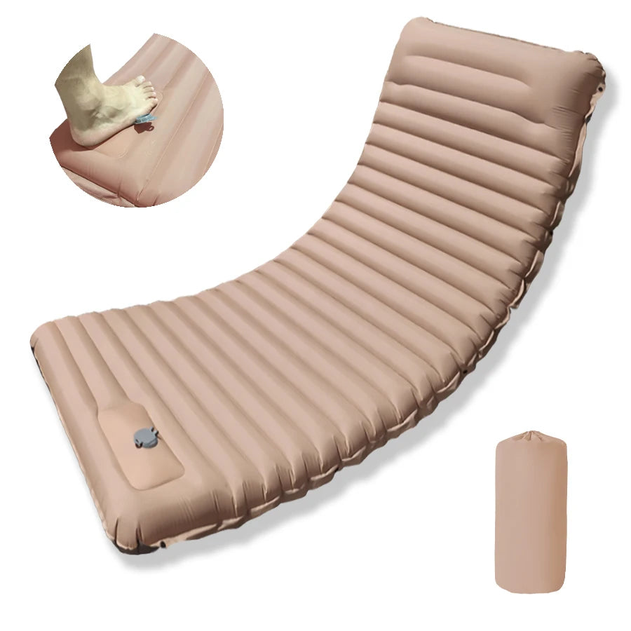 Outdoor Camping Sleeping Pad Folding Sleep Mat Beach Inflat Mattress with Pillows Ultralight Air Mat Travel Hiking New