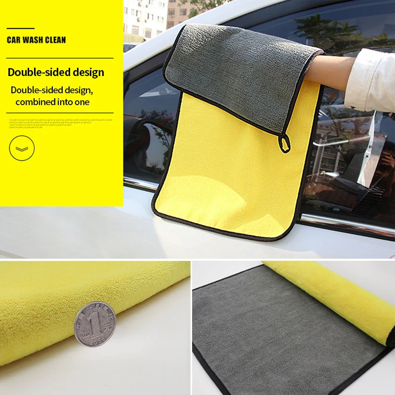SEAMETAL Microfiber Car Wash Towel Ultra-Soft Scratch-Free Car Cleaning Towel Double-Side 400GSM Drying Cloth High Absorbency