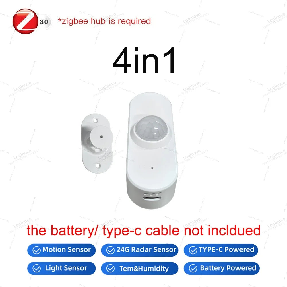 Zigbee Tuya Mmwave Radar Presence Sensor Motion Sensor With Light Detection Optional Temperature & Humidity Support Smart Life