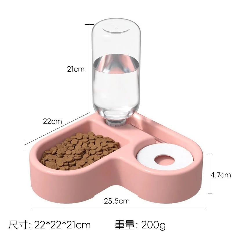 Automatic Drinking Love Pet Bowl Moisture-proof Cat Bowl Dog Basin Dual-use Multi-functional Drinking And Feeding