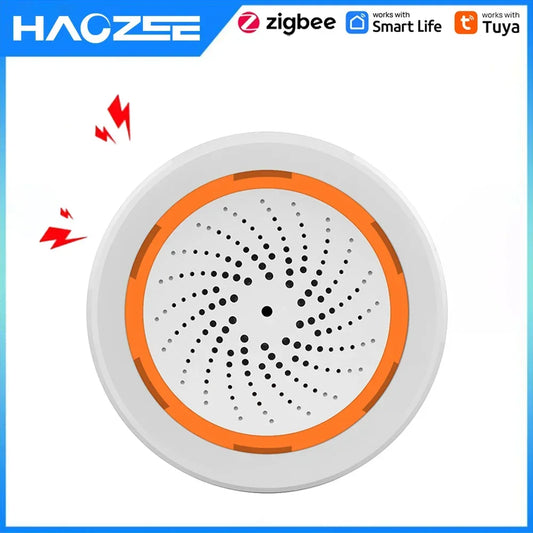Haozee Tuya ZigBee Smart Sound and Light Siren Sensor 90dB Smart Life Siren Home Security System Tuya Gateway Hub, Used With Ale