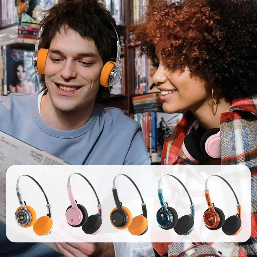 Retro Over-Ear Headphone Wireless Bluetooth Headset, Hi-Fi Stereo Earphone Headset, For Most Mobile Phones Playback Pevices