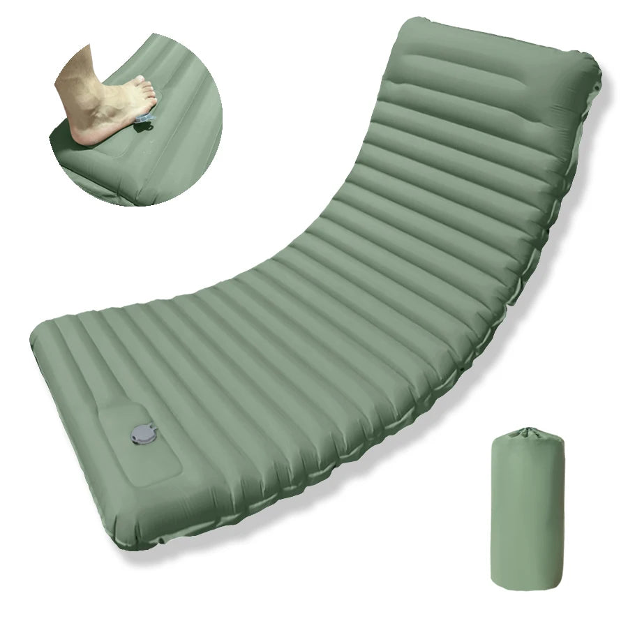 Outdoor Camping Sleeping Pad Folding Sleep Mat Beach Inflat Mattress with Pillows Ultralight Air Mat Travel Hiking New