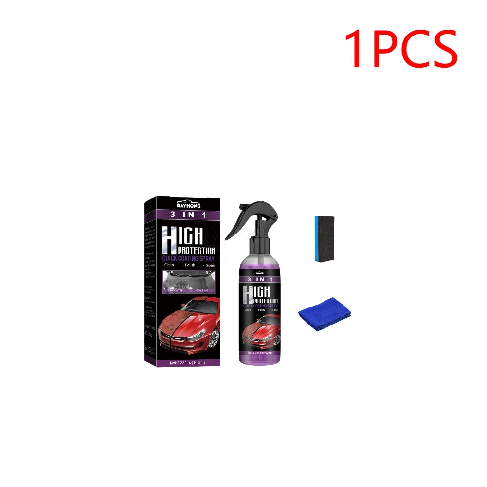 3 IN 1 Car Quick Ceramic Coating Spray 100ml High Protection Car Coating Wax Polishing Spray Auto Body Compound Scratch Repair