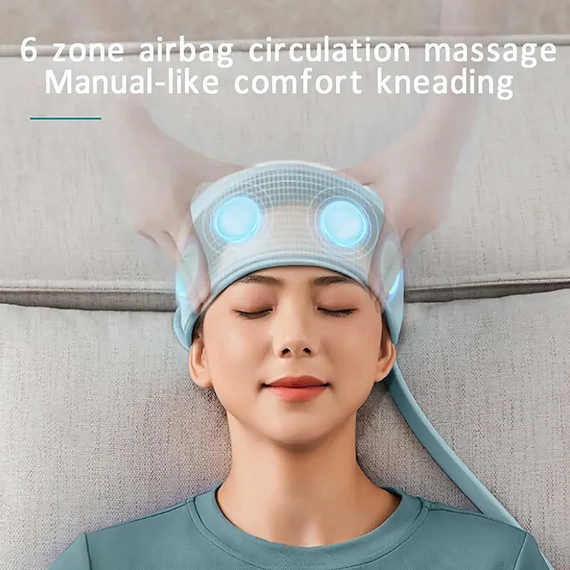 Electric Head Massager Airbag Pressure Massage Health Care heating Relief Scalp Deep Relaxation Physiotherapy 360°wrapping