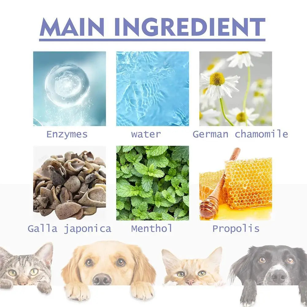30ml Freshen Breath Remove for Pet Dental Spray for Dogs Cats Plaque Tartar Oral Care Water Additive Easy Use No Brush Needed