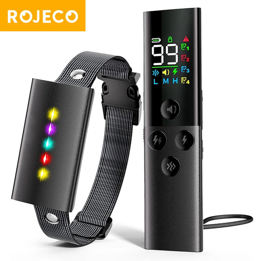 ROJECO  Dog Training Collar with Remote Control 1600FT IP67 Waterproof Electric Dog Collar For Pet Dog Bark Control Stop Collar