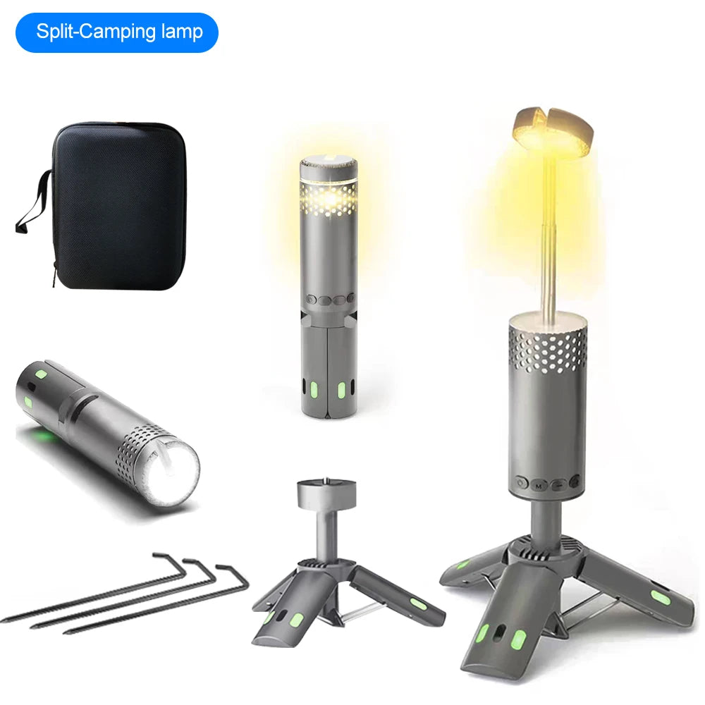 Upgraded Camping LED Telescopic Flashlight with Tripod Rechargeable Emergency Lamp Outdoor  Portable orch Light Table Lamp Tent