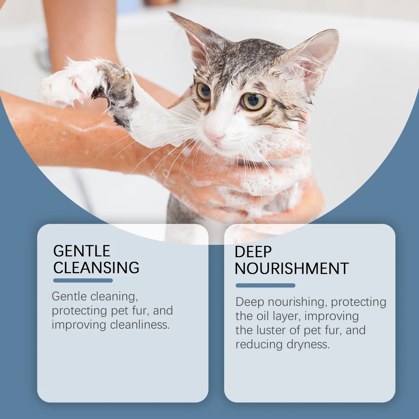 Pet shampoo for cats and dogs, cleansing, bathing, moisturizing, nourishing, shower gel, gentle shampoo
