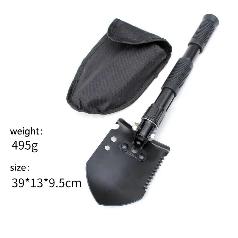 Foldable Portable Truck Mounted Engineer Shovel Camping Tent Outdoor Shovel Self-defense Survival Tool Compass Storage Bag