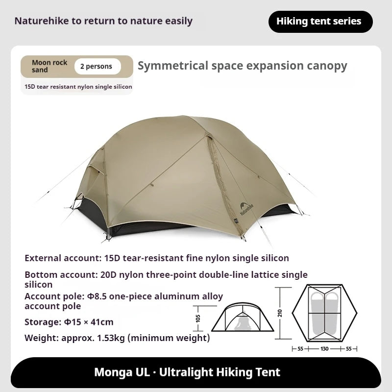 Naturehike Mongar UL Camping Tent 15D Nylon Lightweight 1 or 2 People 3 Seasons Tent Waterproof Portable Outdoor Tent With Mat
