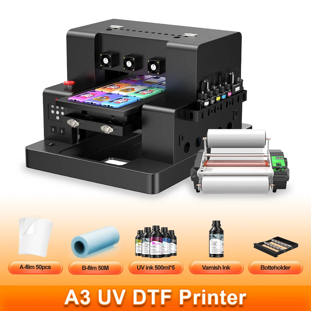 A3 UV DTF Printer ImpresoraXP600 UV Flatbed Printer For Acrylic Metal Plastic Sticker Printer Machine Bottle A4 UV DTF Printer