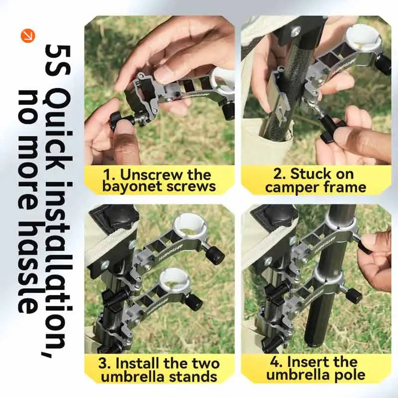 Adjustable Aluminum Alloy Camping Wagon Umbrella Holder Compact Durable Sunshade Stand with Secure Connection for Outdoor Picnic