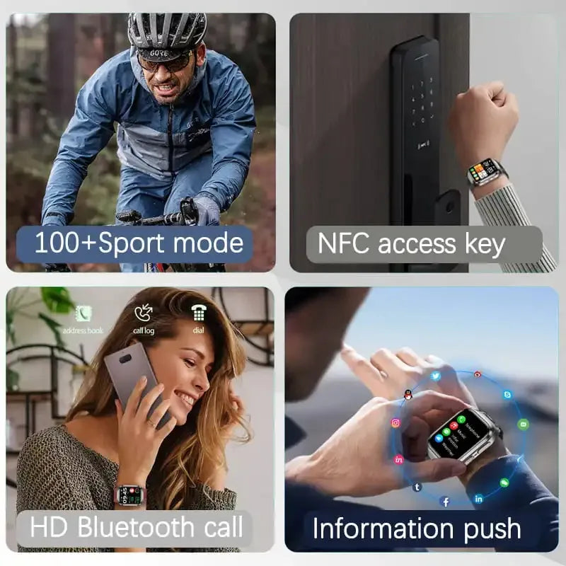 NFC ECG Bood pressure Smart Watch Air pump Accurate Measure Pressure Blood oxygen Sport Fitness Call Health Air bag Smart Watch