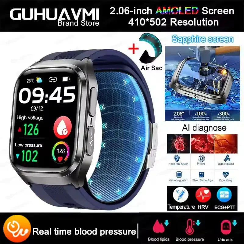 NFC ECG Bood pressure Smart Watch Air pump Accurate Measure Pressure Blood oxygen Sport Fitness Call Health Air bag Smart Watch