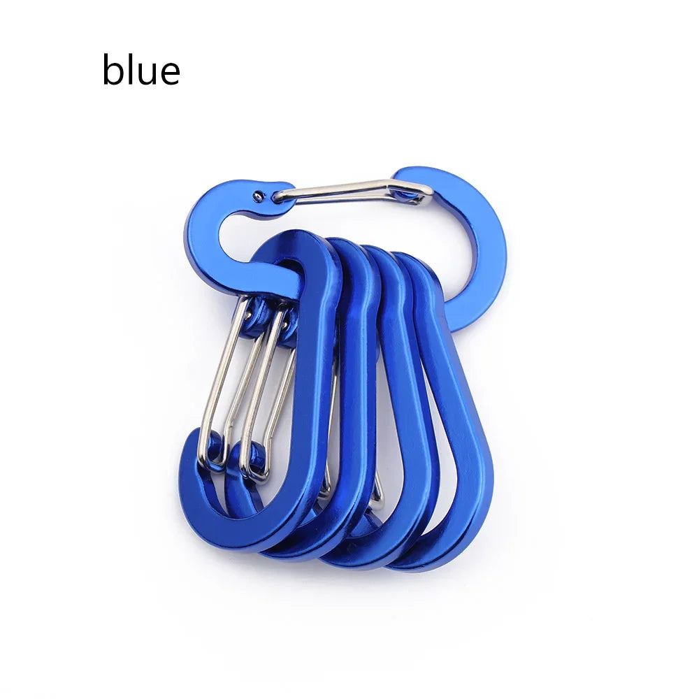 Aluminum Alloy Carabiner, Spring Snap Hook With Safety Lock, Outdoor Gear Clip For Camping Backpack Keychain, 5-Pack