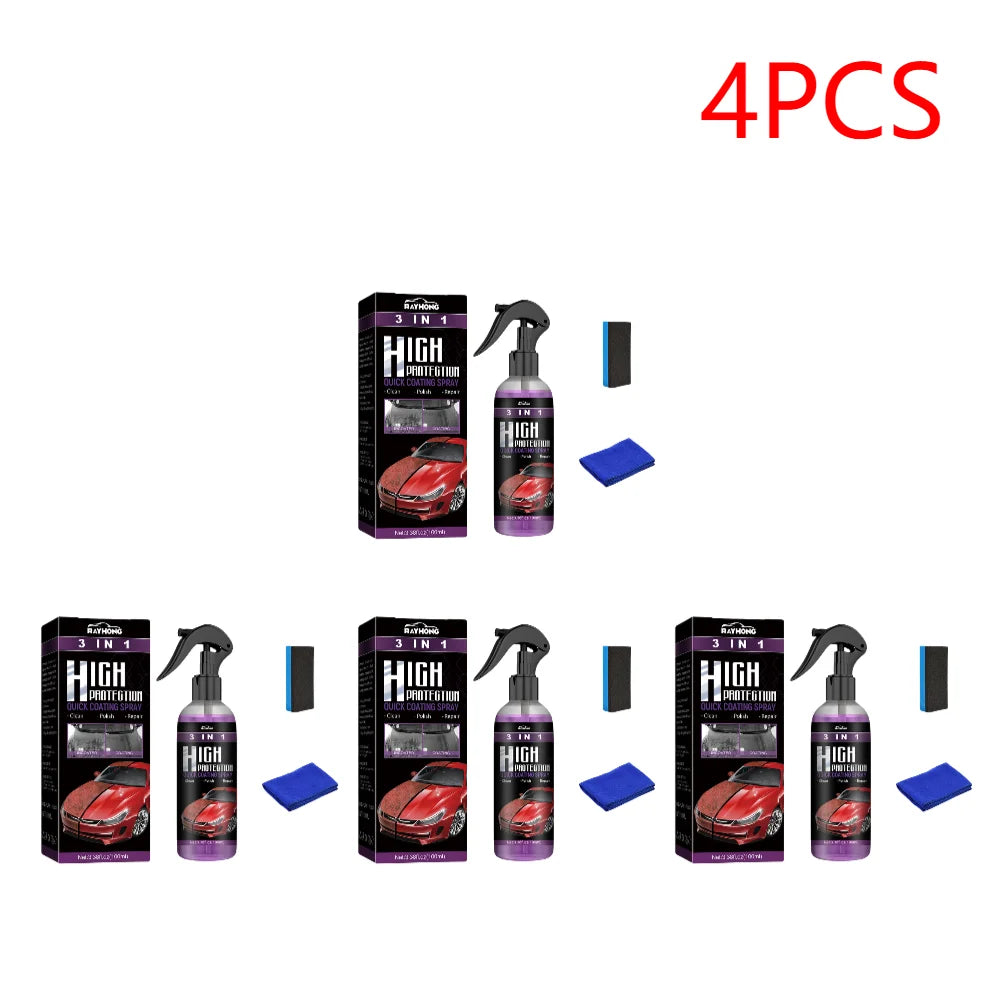 3 IN 1 Car Quick Ceramic Coating Spray 100ml High Protection Car Coating Wax Polishing Spray Auto Body Compound Scratch Repair