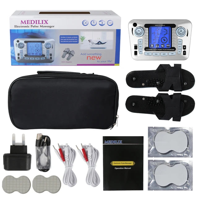 12 Modes Digital Electric Pulse Massager Tens EMS Muscle Stimulator Therapy Machine Body Massage Pain Relief Tool Health Care