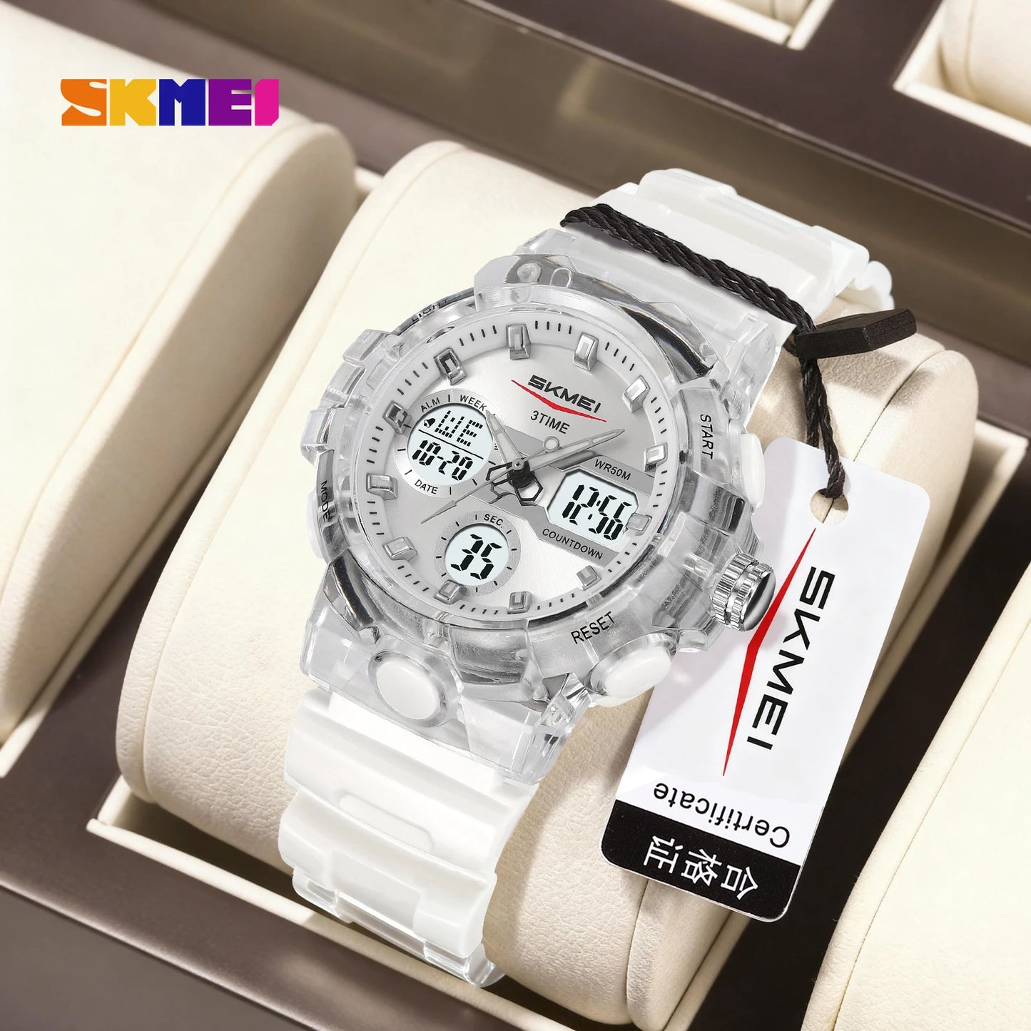 SKMEI Chrono Waterproof Fashion Digital Electronics Watch Sports LED Light Quartz Watches For Men Women 3Time Alarm Wristwatches