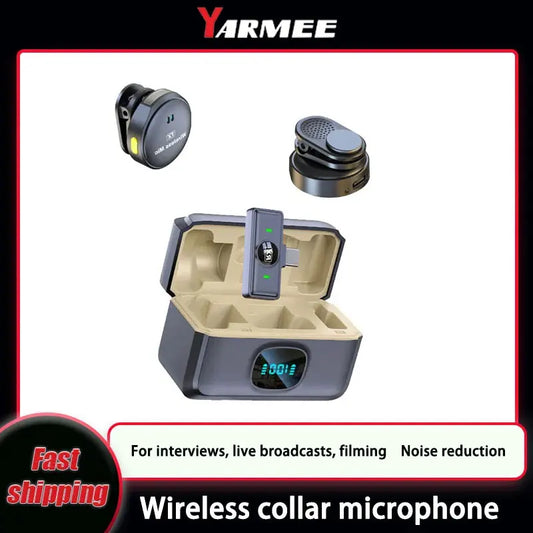 YARMEE Wireless Lavalier Microphone Magnetic suction Collar Mic For iPhone Android,For Interviews live broadcasts filming
