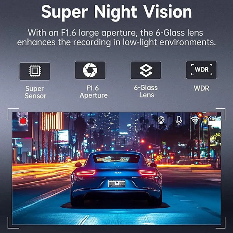 4K Car Dvr 2/3Channels Video Recorder Wifi Front inside Rear View Camera DashCam for Cars Camera 24H Parking Monitor Black Box