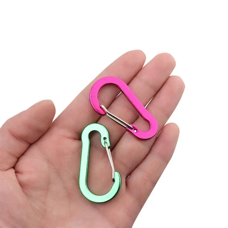 Aluminum Alloy Carabiner, Spring Snap Hook With Safety Lock, Outdoor Gear Clip For Camping Backpack Keychain, 5-Pack