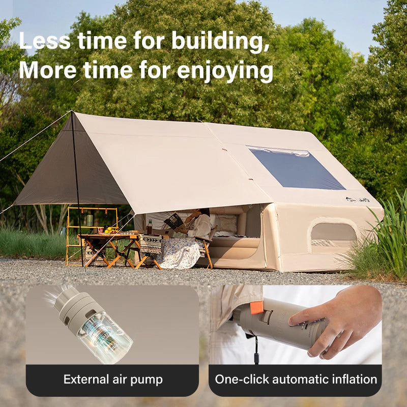 Auto Inflatable Tent with Sunshade, 2025 New 2 in 1 Pop Up Tent for Overnight Camping, Waterproof Lightweight Outdoor Instant Se
