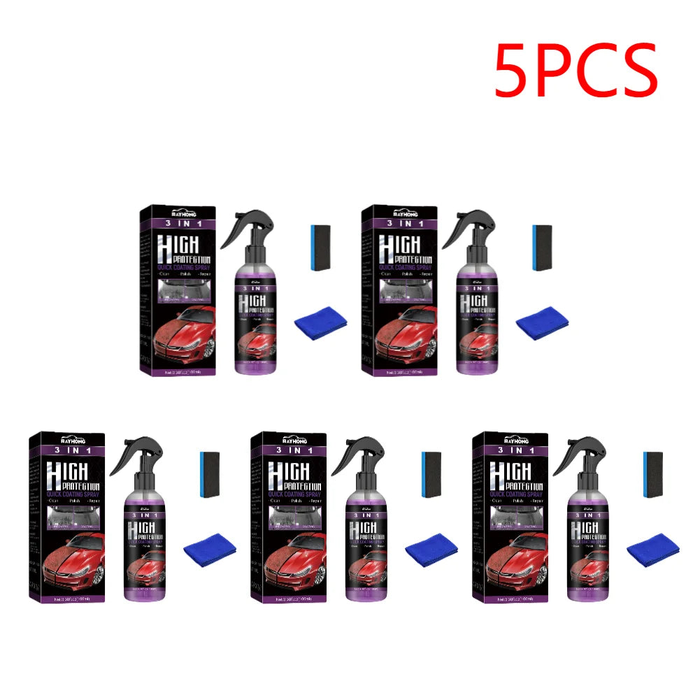 3 IN 1 Car Quick Ceramic Coating Spray 100ml High Protection Car Coating Wax Polishing Spray Auto Body Compound Scratch Repair