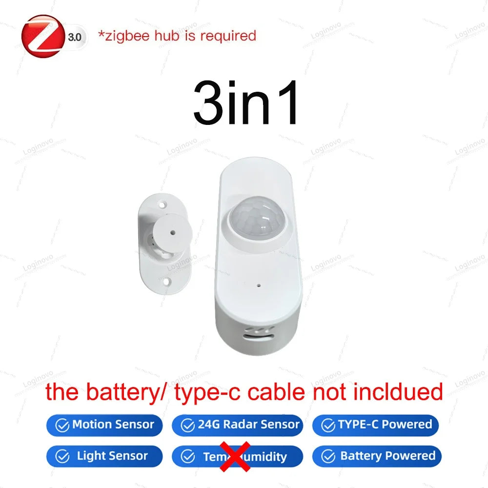 Zigbee Tuya Mmwave Radar Presence Sensor Motion Sensor With Light Detection Optional Temperature & Humidity Support Smart Life