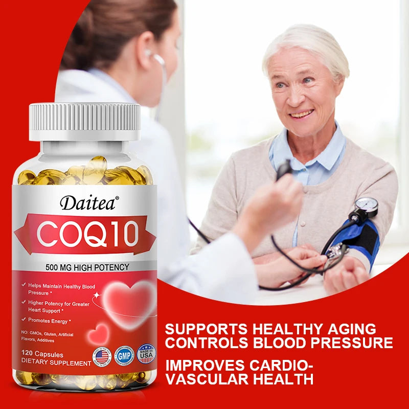 Coenzyme Q10 Capsules,High Concentration Vegetarian, Supports Blood Circulation, Stress Health and Physical Energy, Antioxidant