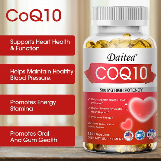 Coenzyme Q10 Capsules,High Concentration Vegetarian, Supports Blood Circulation, Stress Health and Physical Energy, Antioxidant