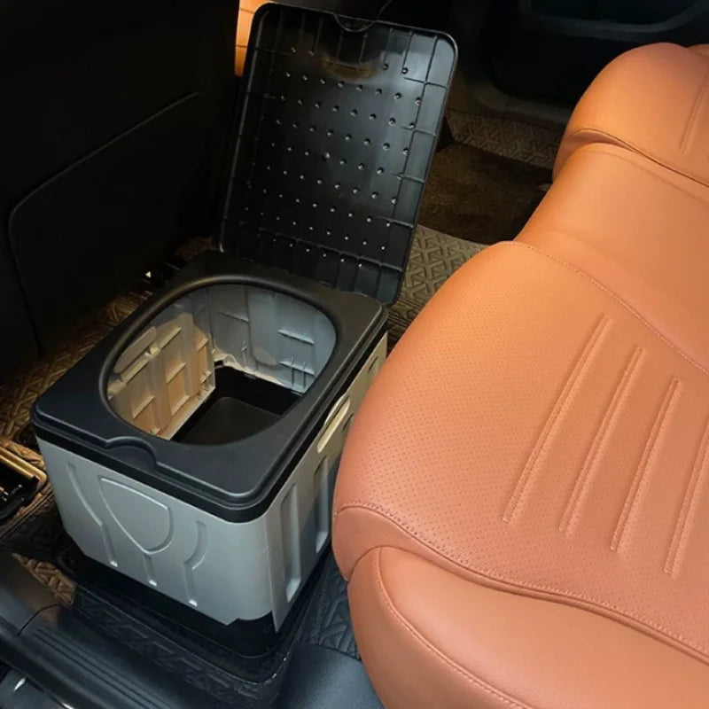 Foldable portable outdoor toilet truck installed reusable trash can emergency camping toilet odor kit lightweight and convenient