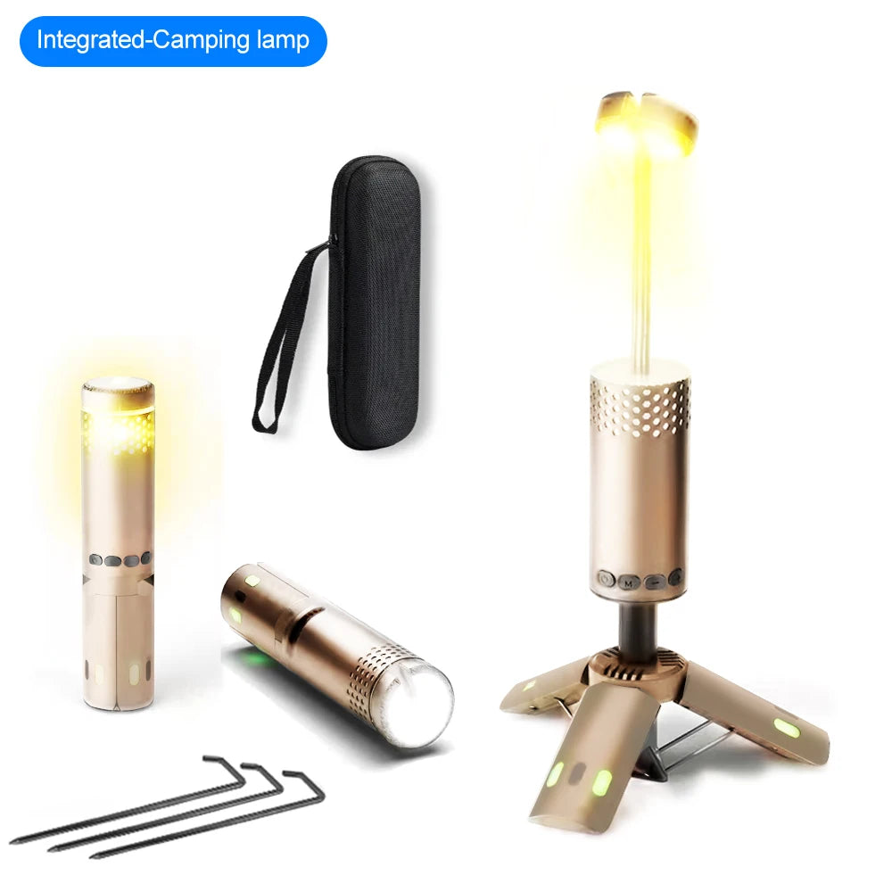 Upgraded Camping LED Telescopic Flashlight with Tripod Rechargeable Emergency Lamp Outdoor  Portable orch Light Table Lamp Tent