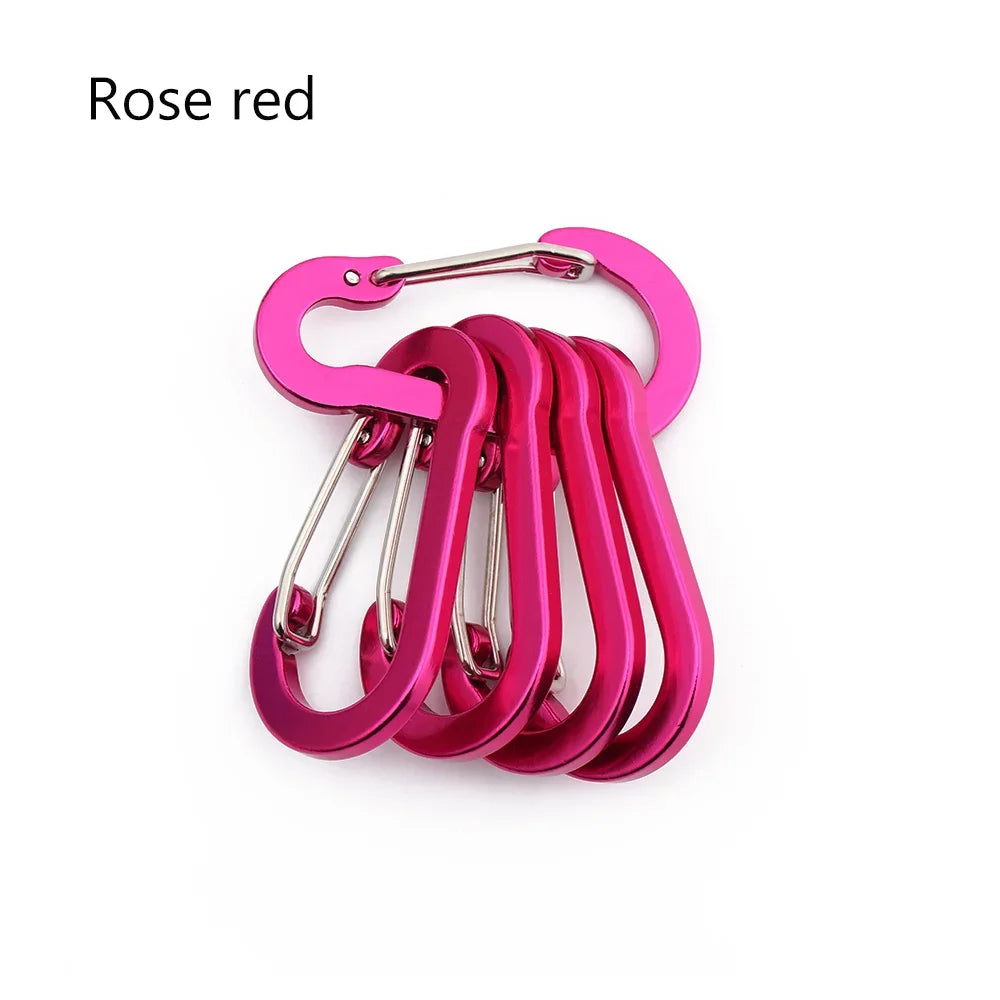 Aluminum Alloy Carabiner, Spring Snap Hook With Safety Lock, Outdoor Gear Clip For Camping Backpack Keychain, 5-Pack