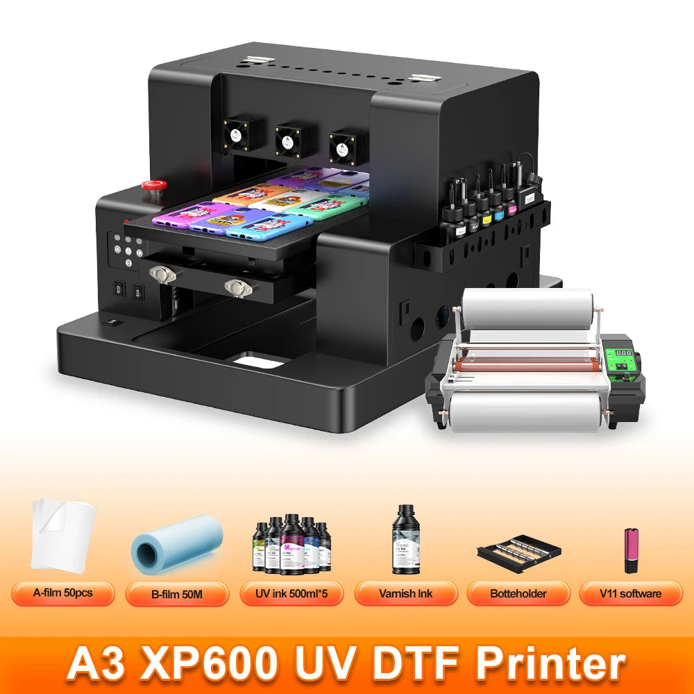 A3 UV DTF Printer ImpresoraXP600 UV Flatbed Printer For Acrylic Metal Plastic Sticker Printer Machine Bottle A4 UV DTF Printer