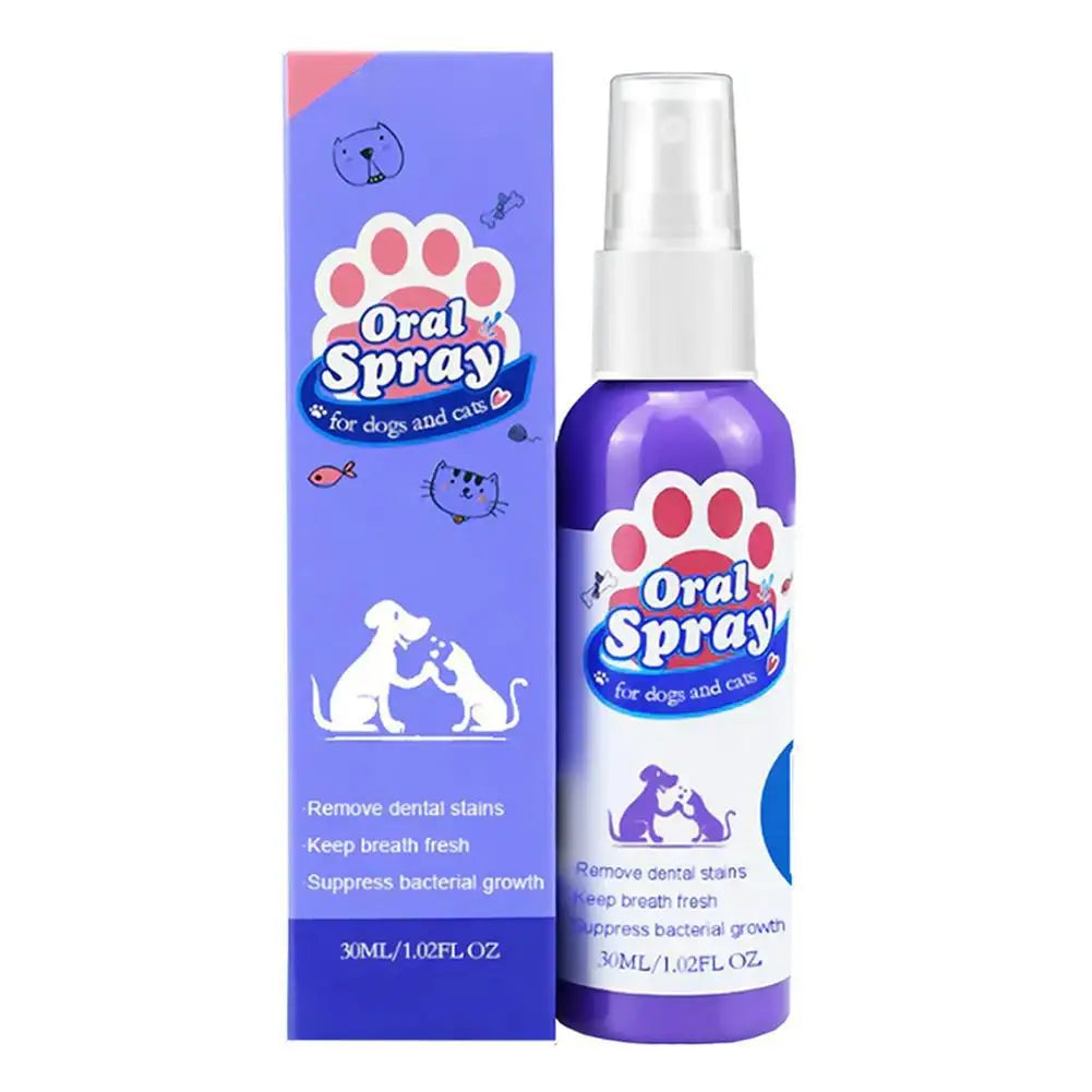 30ml Freshen Breath Remove for Pet Dental Spray for Dogs Cats Plaque Tartar Oral Care Water Additive Easy Use No Brush Needed